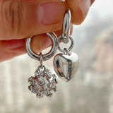 Heart drop charm earring