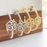 Gold beaded big hoop earring