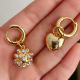 Heart drop charm earring