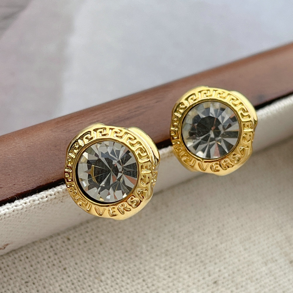 Round big zircon ear stud