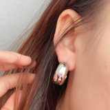 Plain Metal C-shaped Earrings