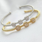 Pave ball beaded bangel
