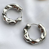 Round handmade metal hoop earrring