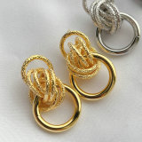 Metal rond long charm earring