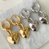 Long heart charm earring
