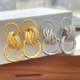 Metal rond long charm earring