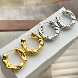 Round handmade metal hoop earrring