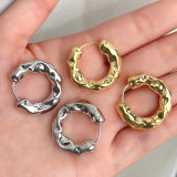 Round handmade metal hoop earrring