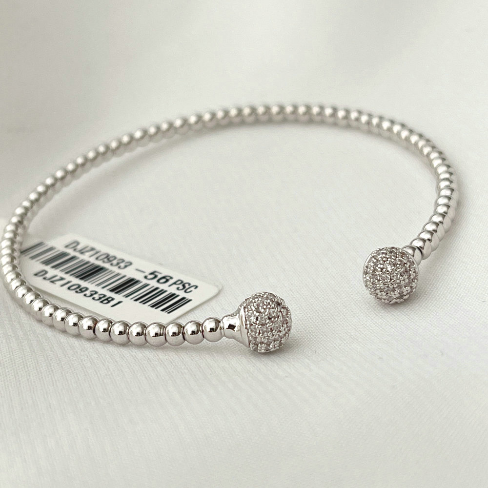 Pave round ball beaded bangle