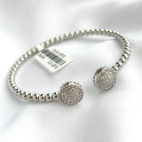 Pave round ball beaded bangel