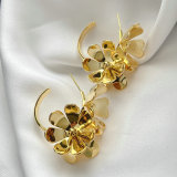 Metal Flower Hoop Earring