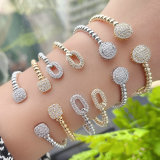 Pave round ball beaded bangel
