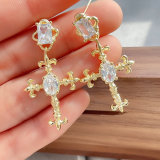 Crystal cross earring