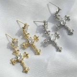 Crystal cross earring