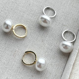 Big pearl charm hoop earring