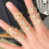 Mirco Pave Moon Adjustable Ring