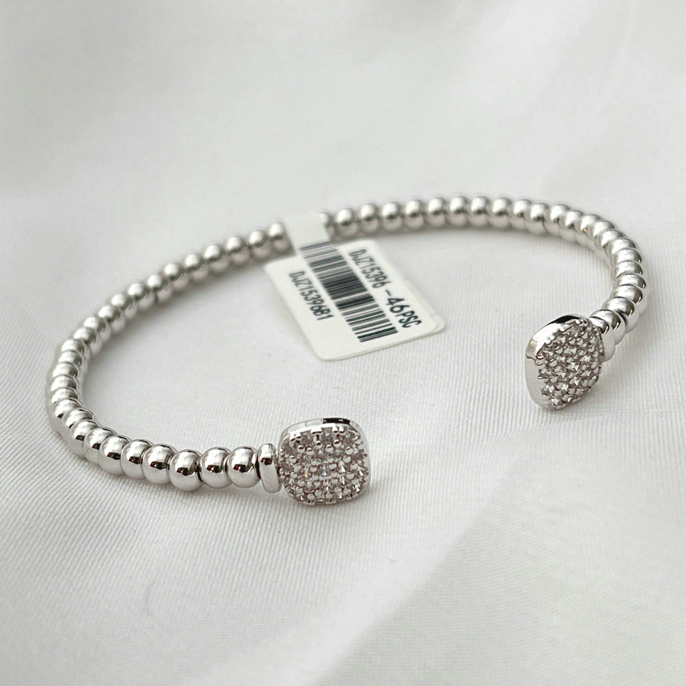 Pave round ball beaded bangel