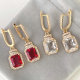 Mirco pave zircon square charm drop earring