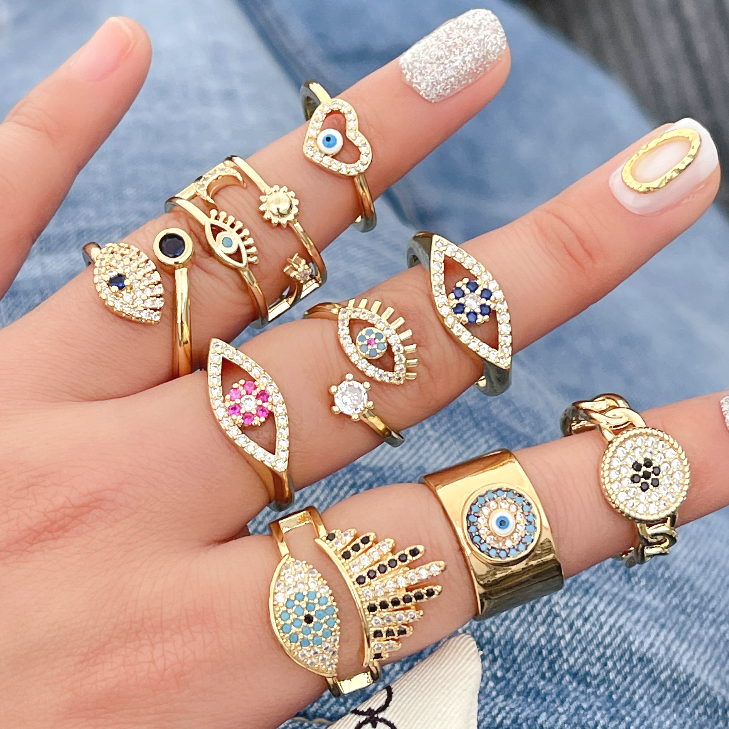 Copy Mirco Pave Eye Adjustable Ring
