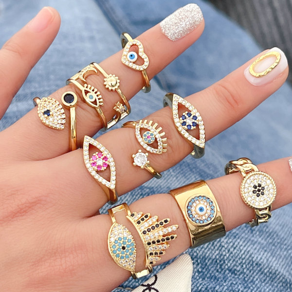 Copy Mirco Pave Eye Adjustable Ring