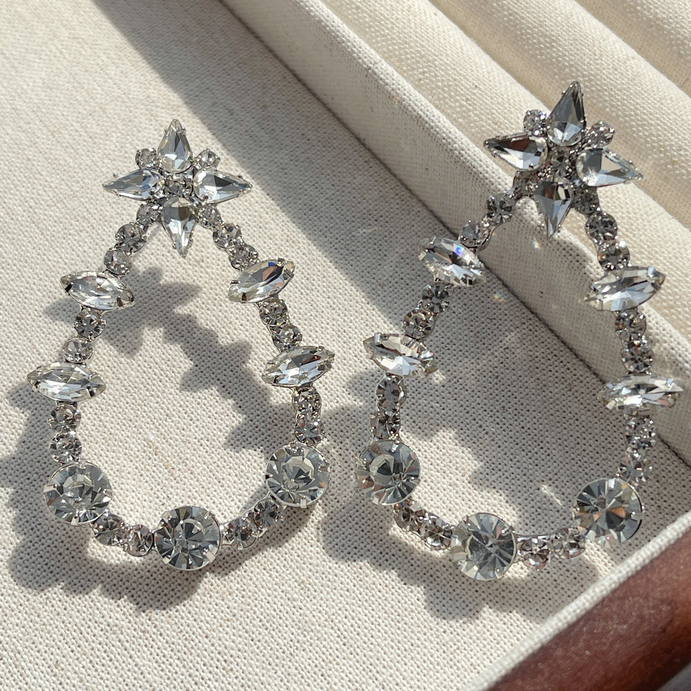 Big drop bling crystal earring