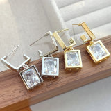 Square zircon charm hoop earring