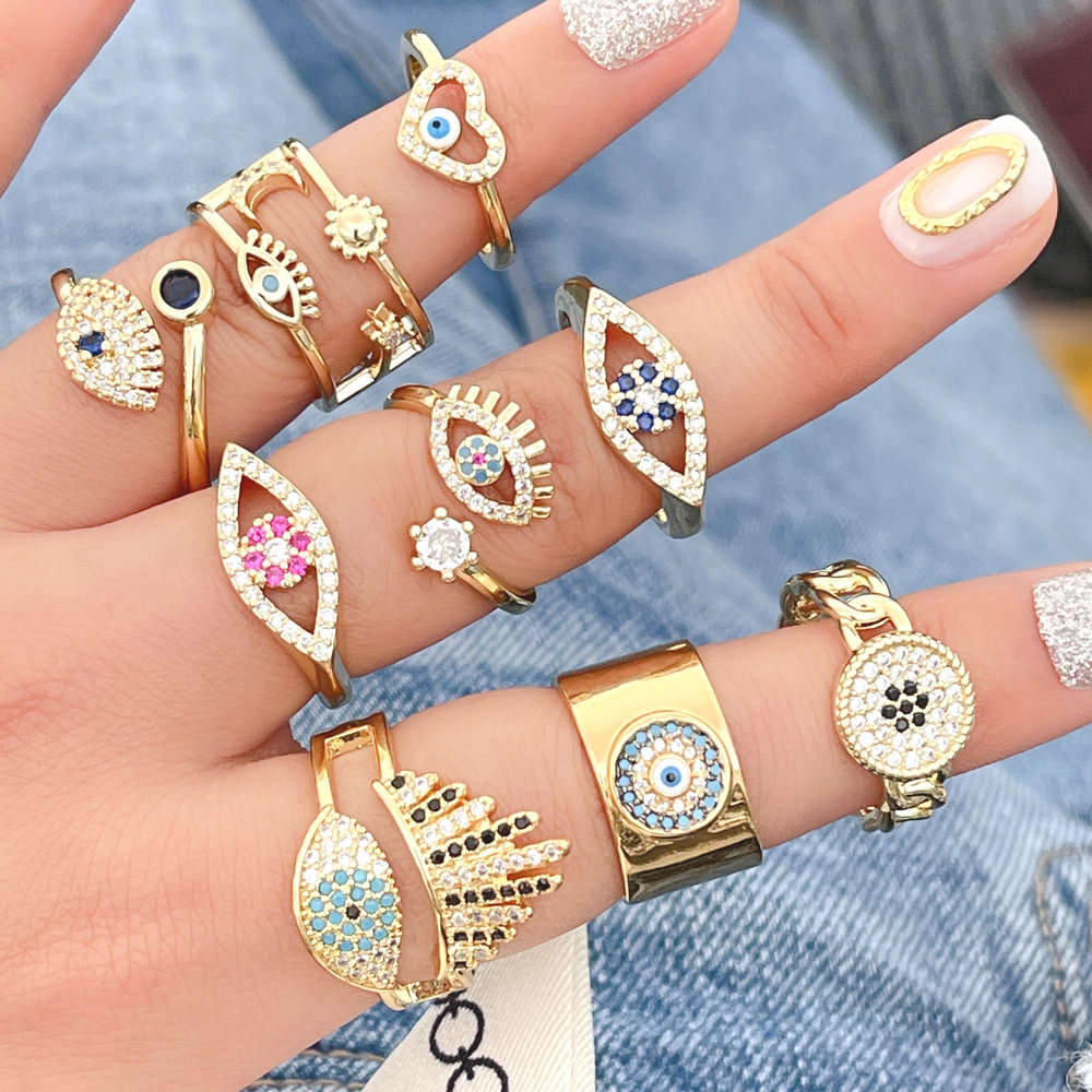 Copy Mirco Pave Eye Adjustable Ring