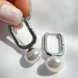 Pearl U shape  hoop earring