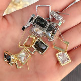 Square zircon charm hoop earring