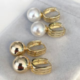 Pearl U shape  hoop earring