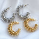 Metal spring C hoop earring
