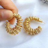 Metal spring C hoop earring