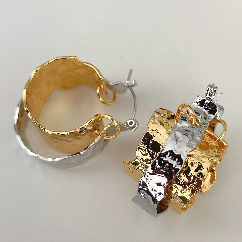 Silver & Gold Hoop Earring