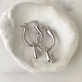 Metal U charm hoop earring