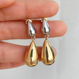 Silver color top with gold long drop charm earring