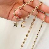 Stainles nose bean necklace with  moon star charm