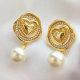 Heart stud with pearl pendant