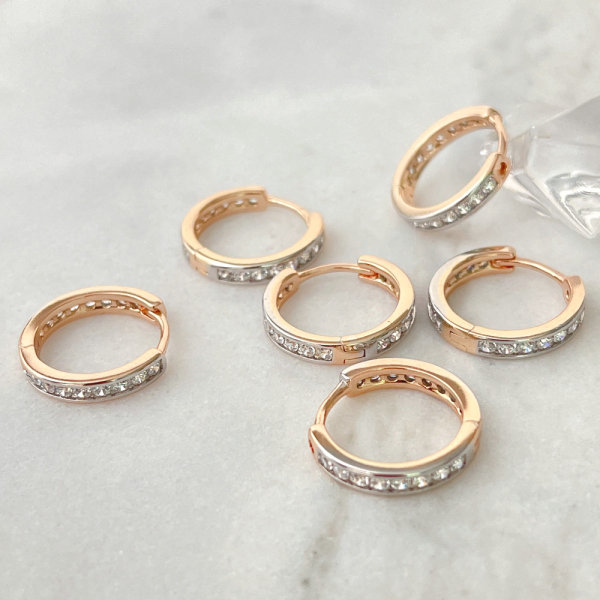 17mm Silver and gold color mix hoop earring