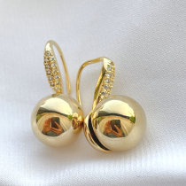 Gold ball with S hoop earring
