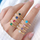 Round zircon thin bonne adjustable ring