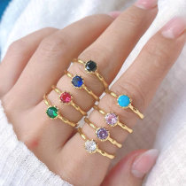 Round zircon thin bonne adjustable ring