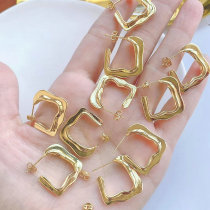 Gold U hoop metal earring