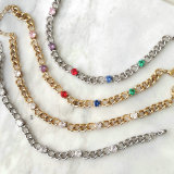 Zircon charm stainless bracelet