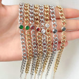 Round zircon chain stainless bracelet