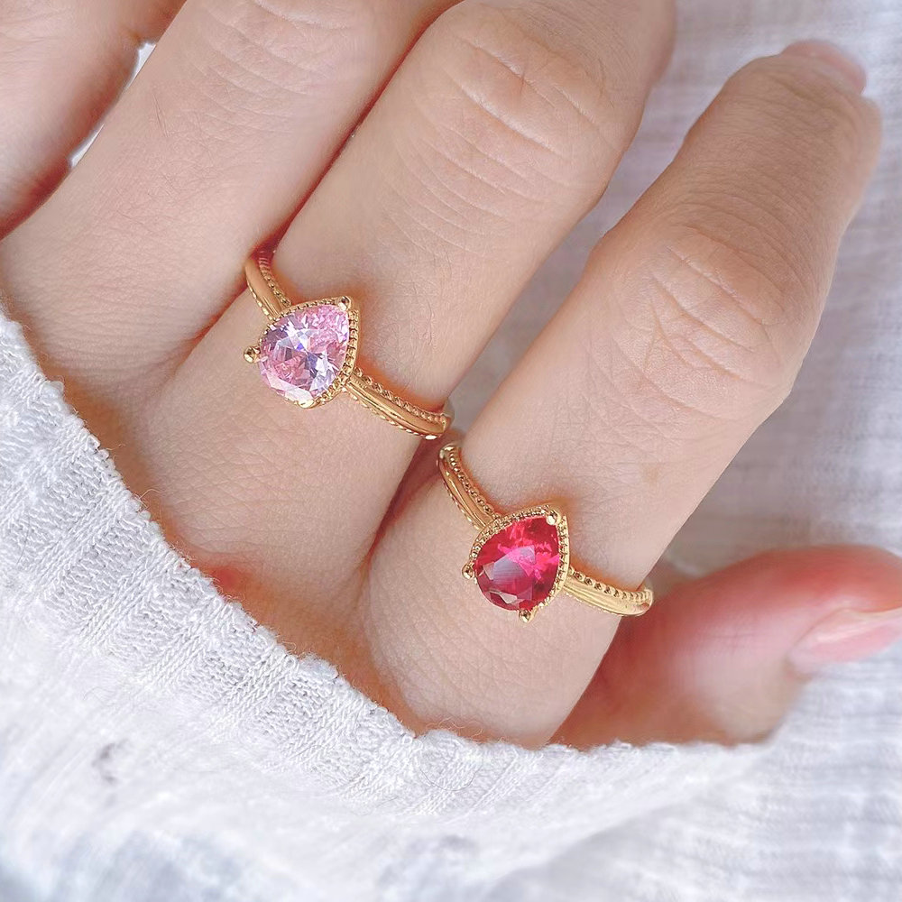 Water drop zircon adjustable ring