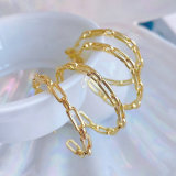 Gold metal chain big hoop earring