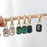 Square zircon charm hoop earring