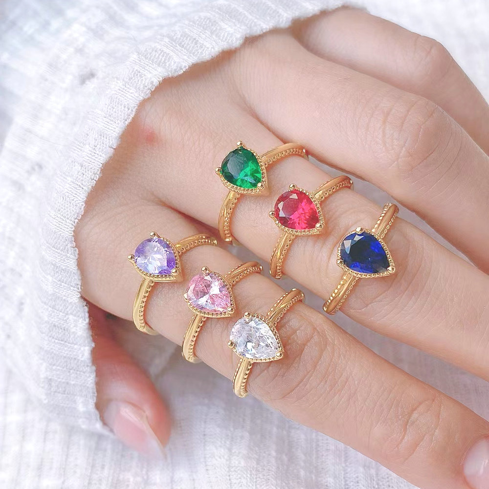 Water drop zircon adjustable ring