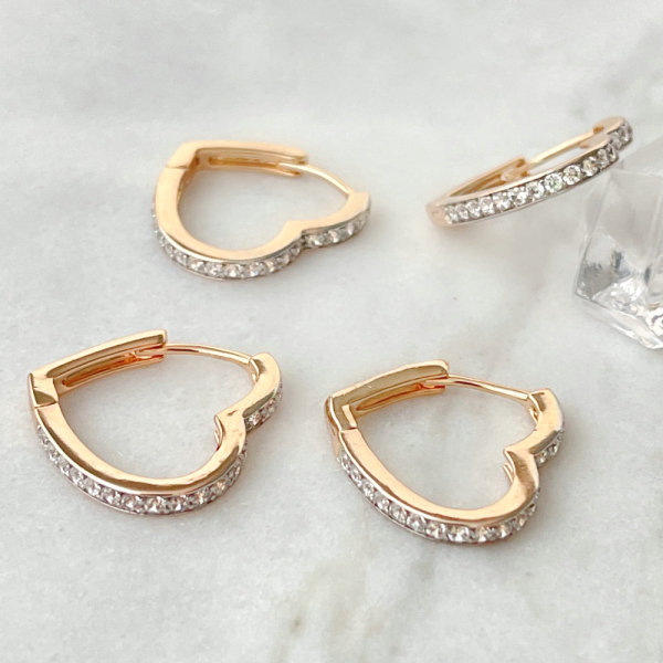 Heart shape gold and silver mix hoop earring