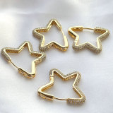Gold pave heart earring